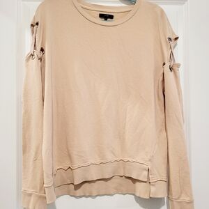 Joe's Jeans Beige Lace-Up Sweatshirt